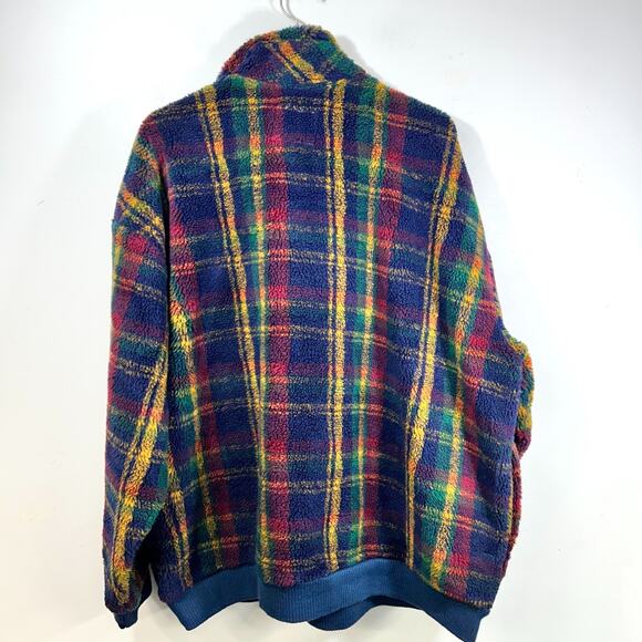 VTG 90s Eastern Mountain Sports 1/4 Zip Pullover Fleece Henley Mens XL Blue USA - Picture 2 of 9